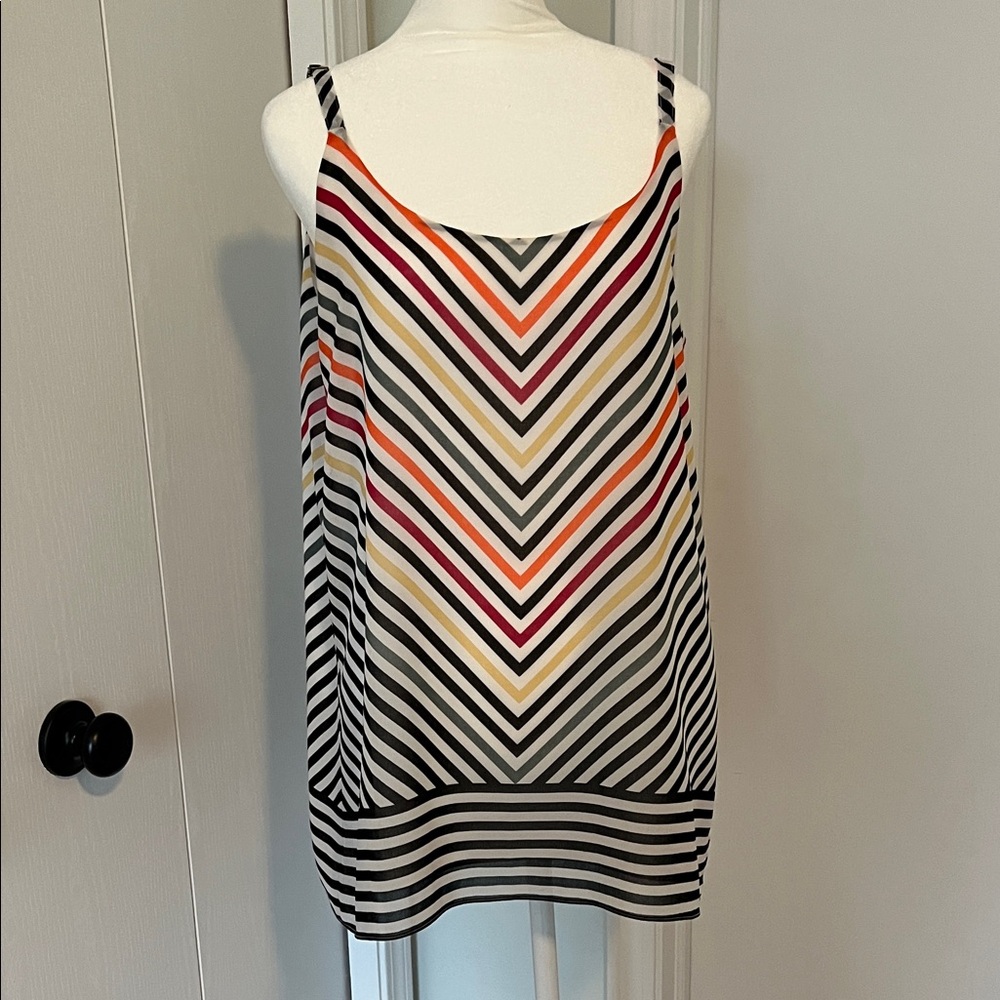 CAbi Multicolor Chevron Stripe Spaghetti-Strap Tunic Tank